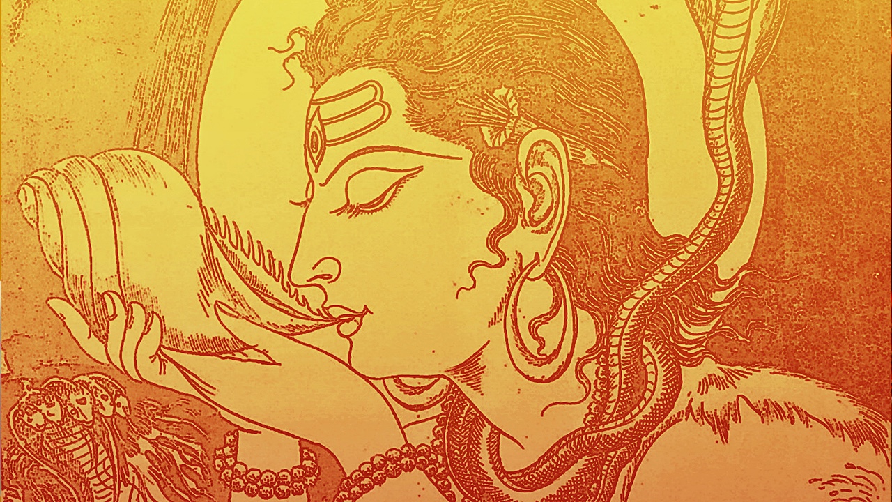 Shiva drinking Halahala