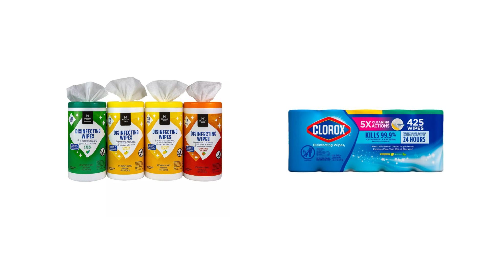 Member's Mark Disinfecting Wipes vs. Clorox Disinfecting Wipes