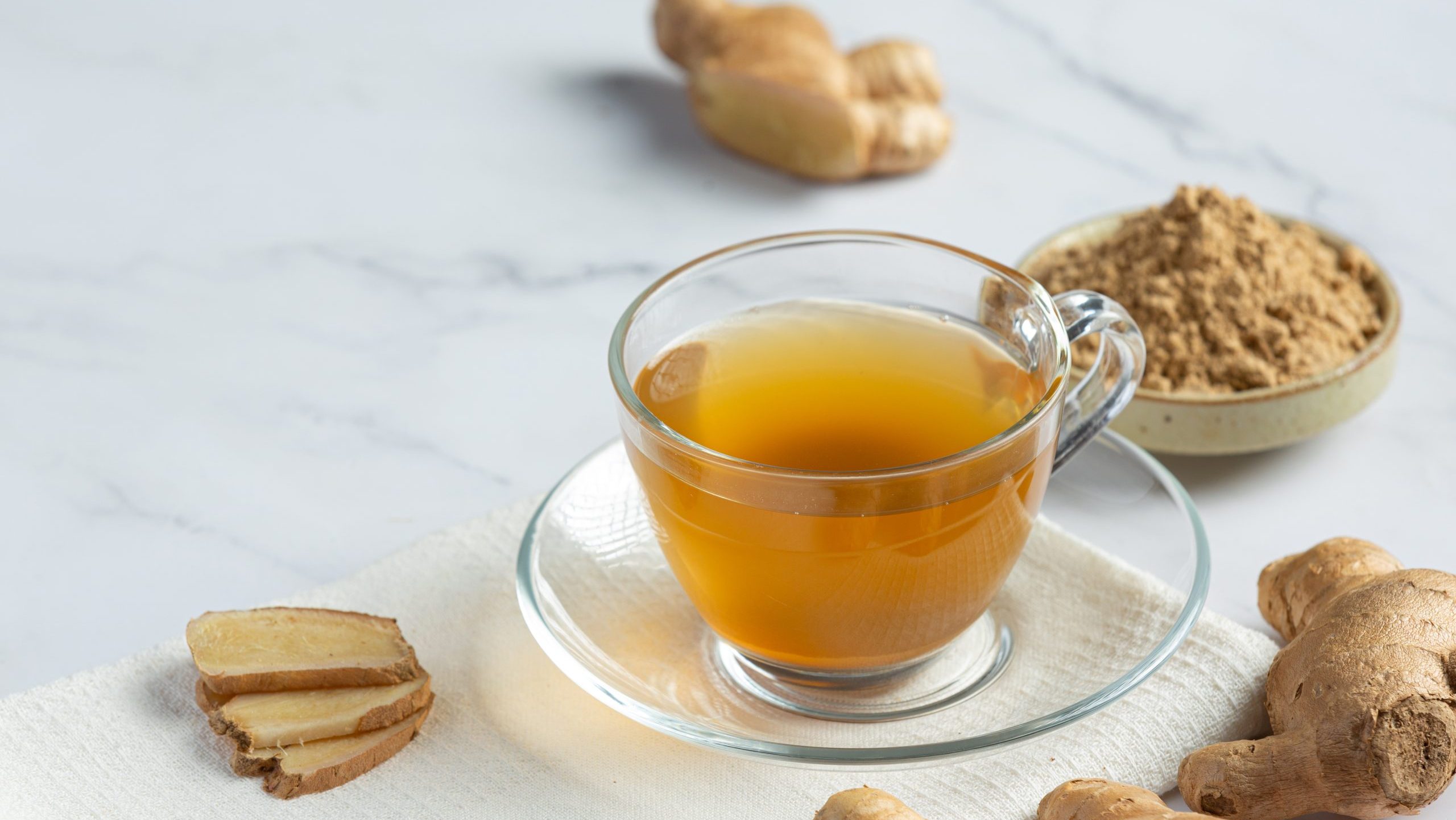 hot ginger tea on table