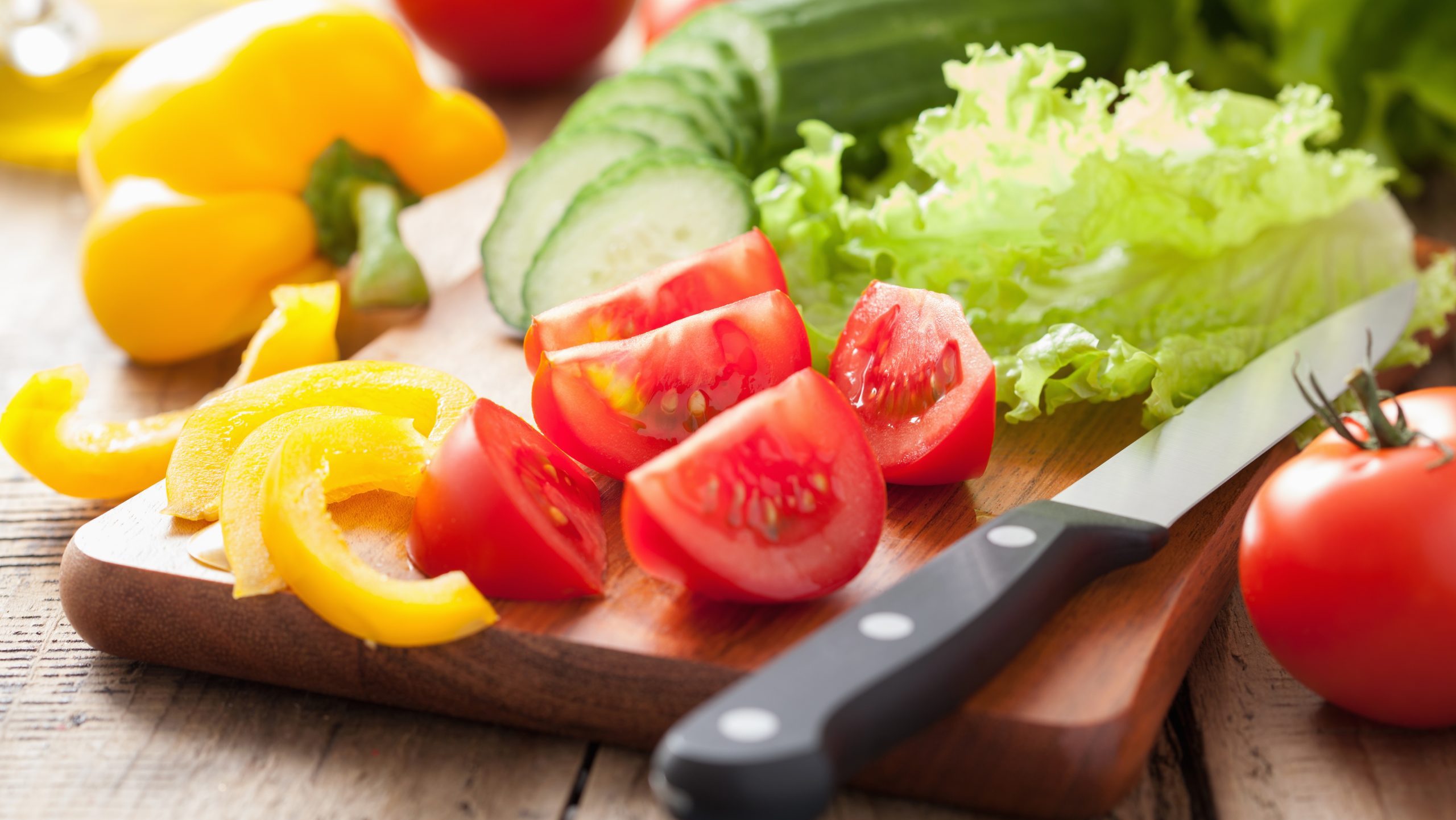 fresh vegetables on cutting board