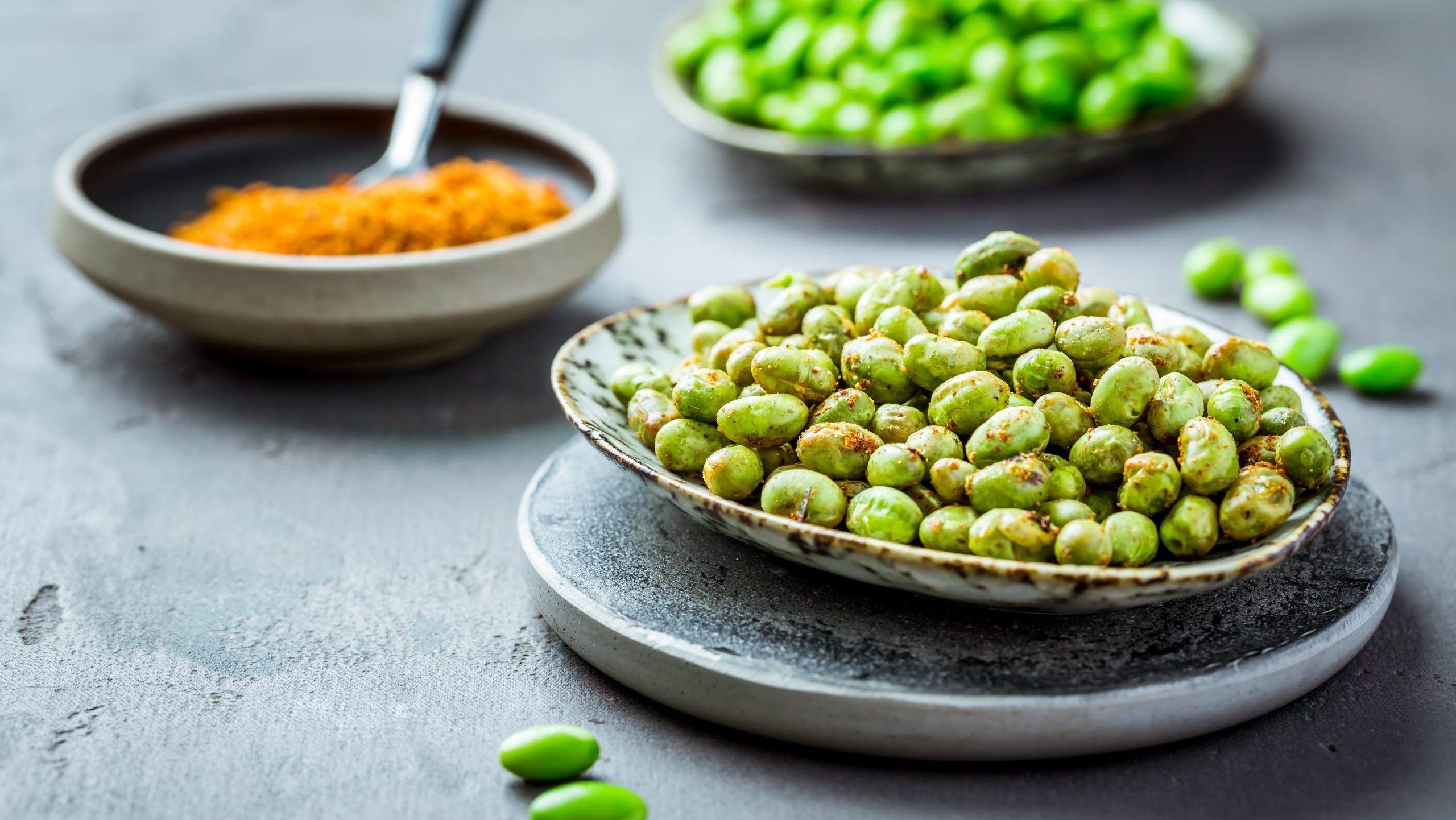 dried edamame snack in bowl