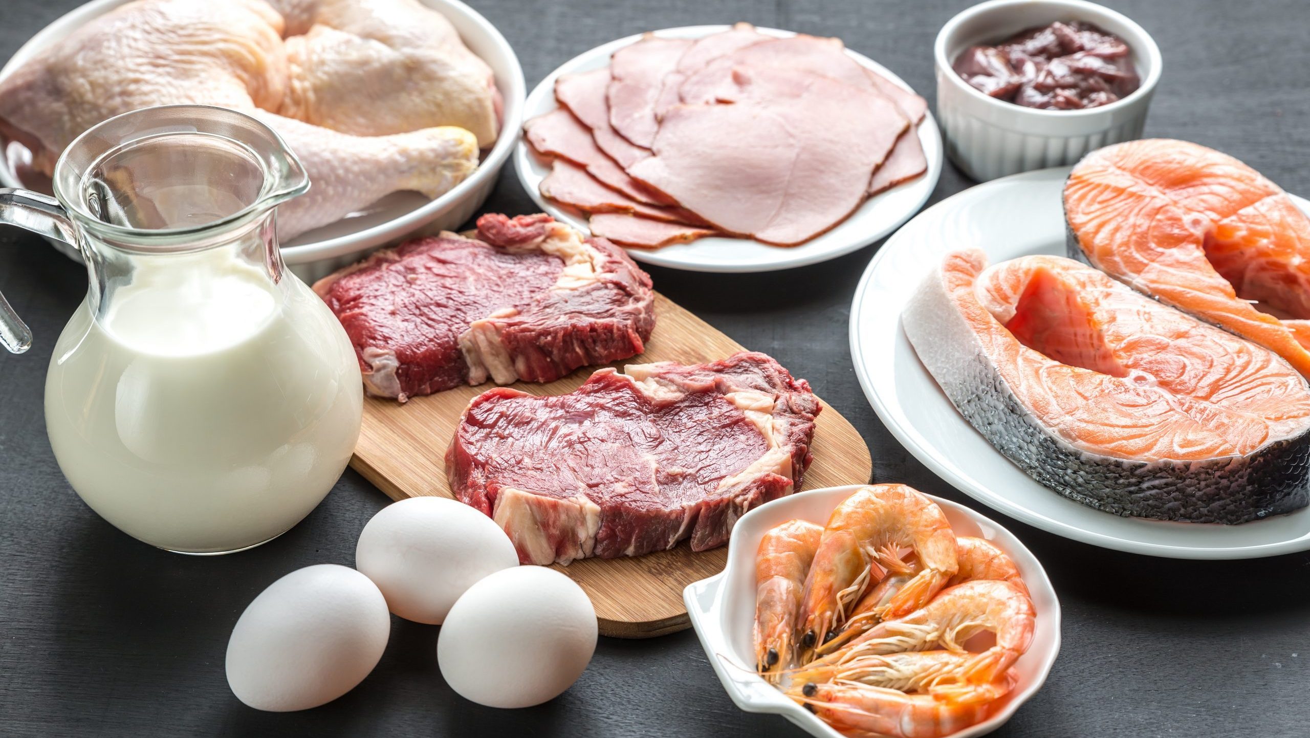 Lean Proteins Protein,Diet:,Raw,Products,On,The,Wooden,Background