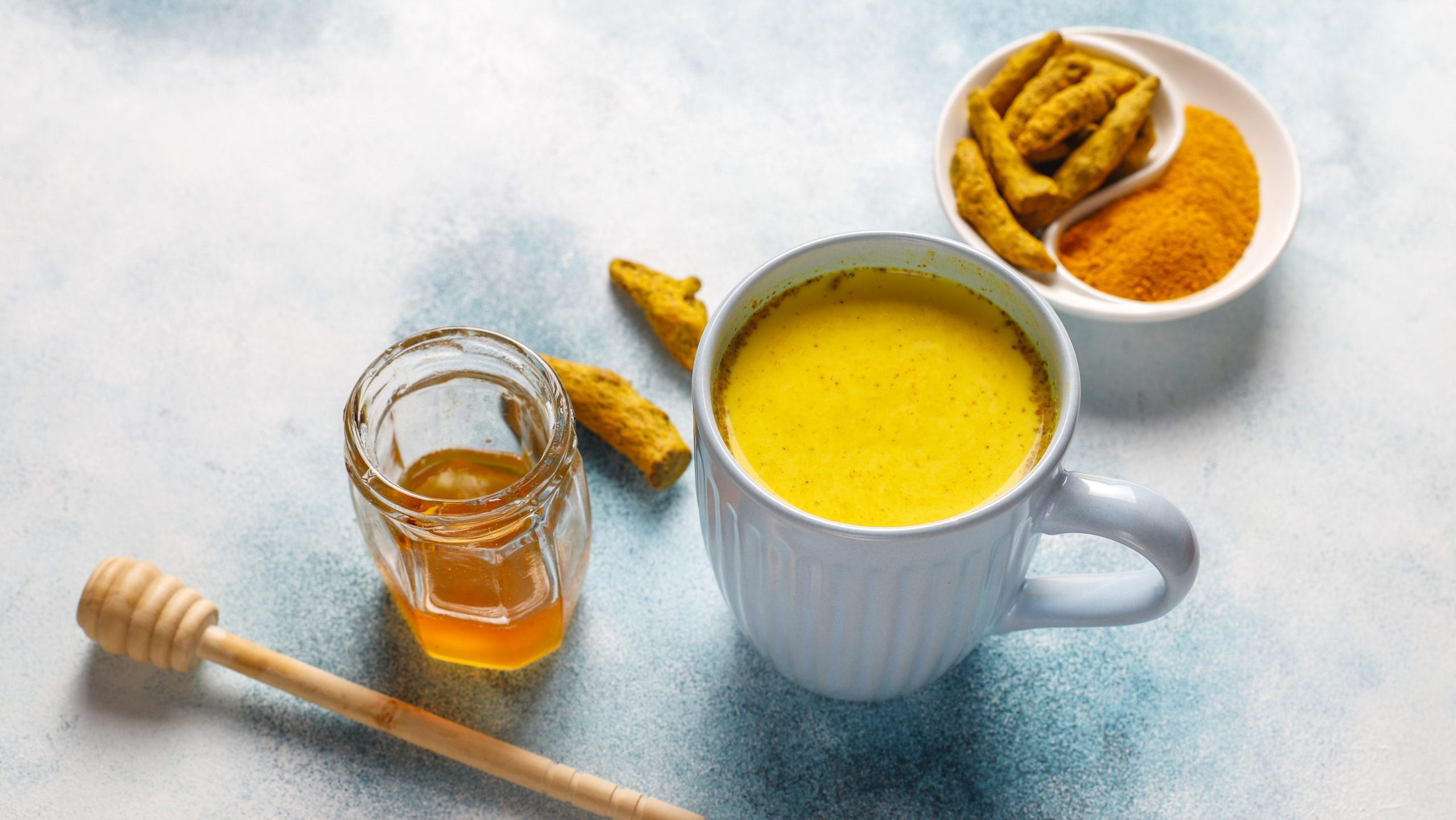 Traditional indian drink turmeric golden milk .
