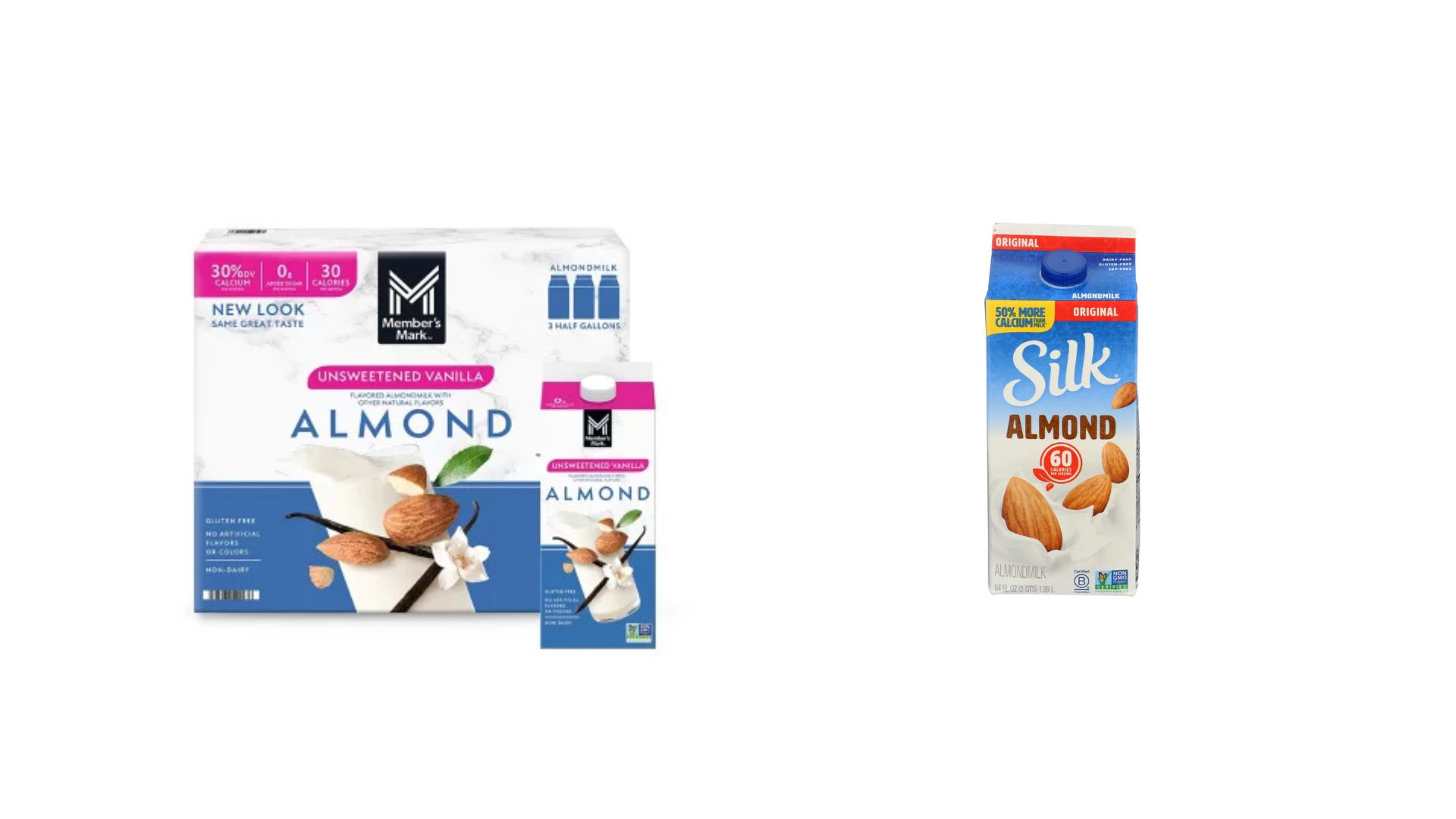 Member's Mark Almond Milk vs. Silk Almond Milk