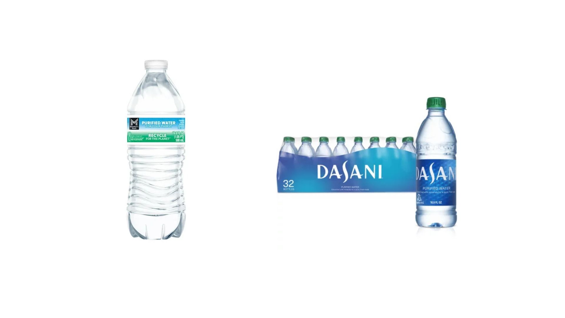 Member's Mark Purified Bottled Water vs. Dasani Bottled Water