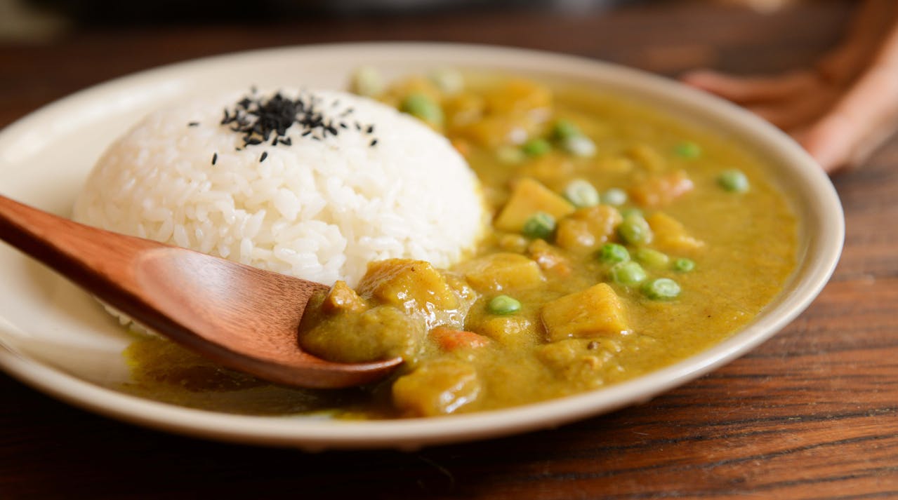 Plain Vegetable Curry with Rice Meal