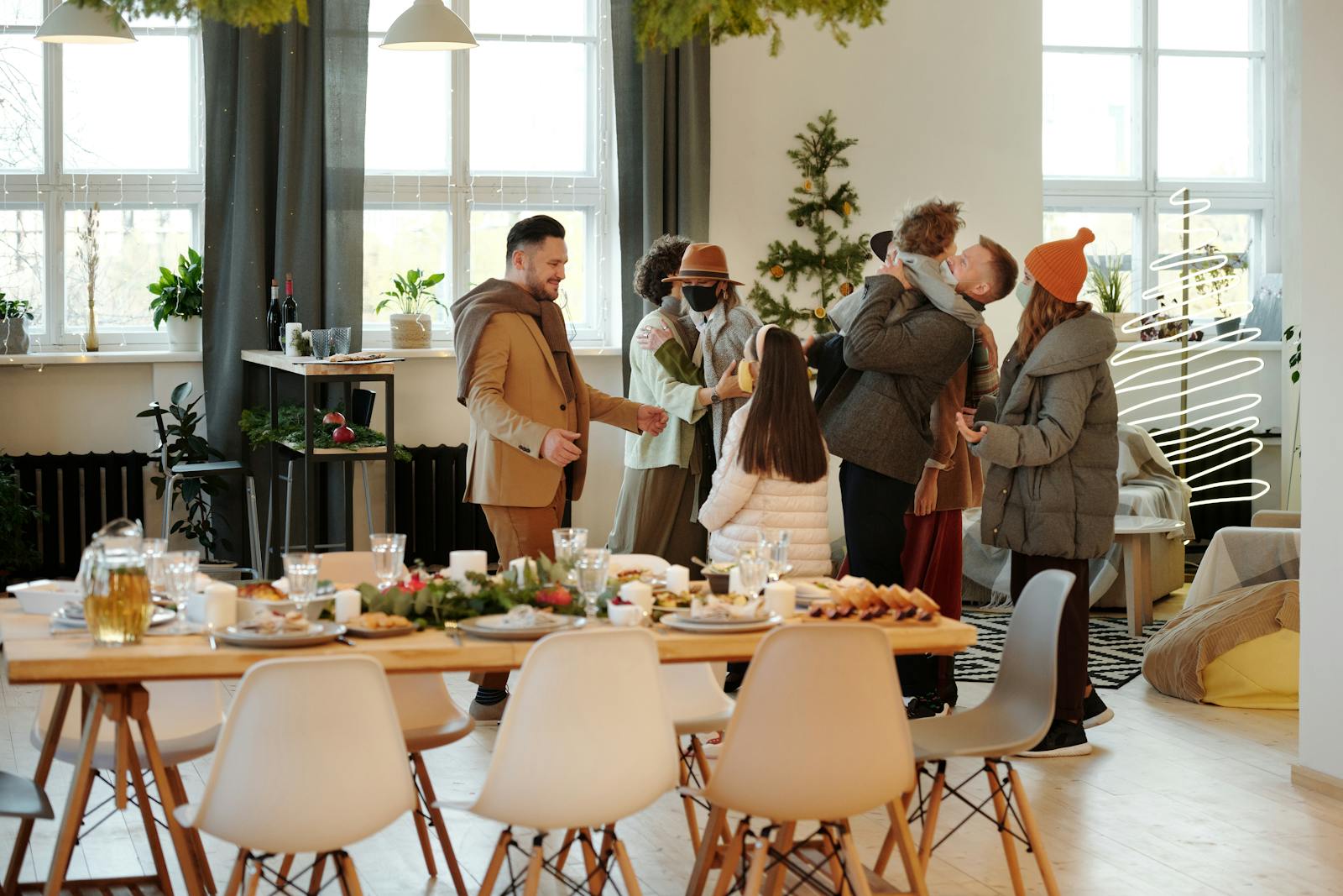A joyful family gathering indoors celebrating the holiday season with love and warmth.