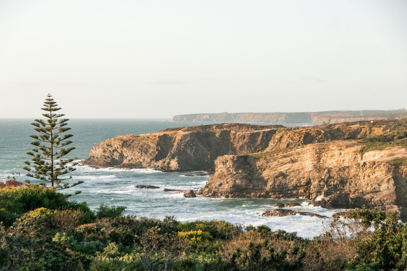 A view of the ocean from a cliff