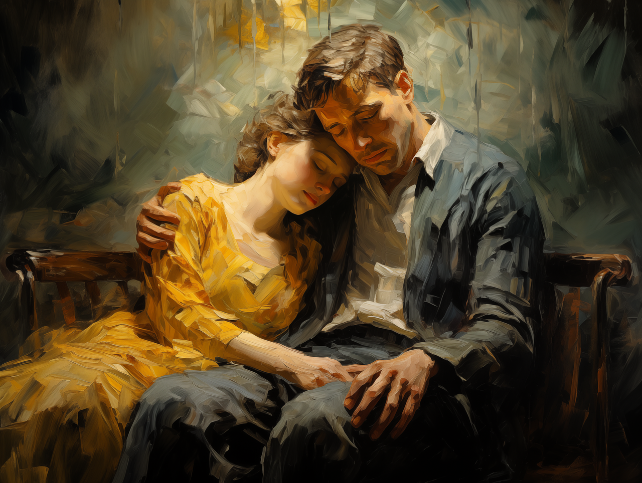 ai generated, woman, man, couple, relationship, decay, dilapidated, abandoned, rot, building, house, sick, painting, sad, sadness, depression, emotions