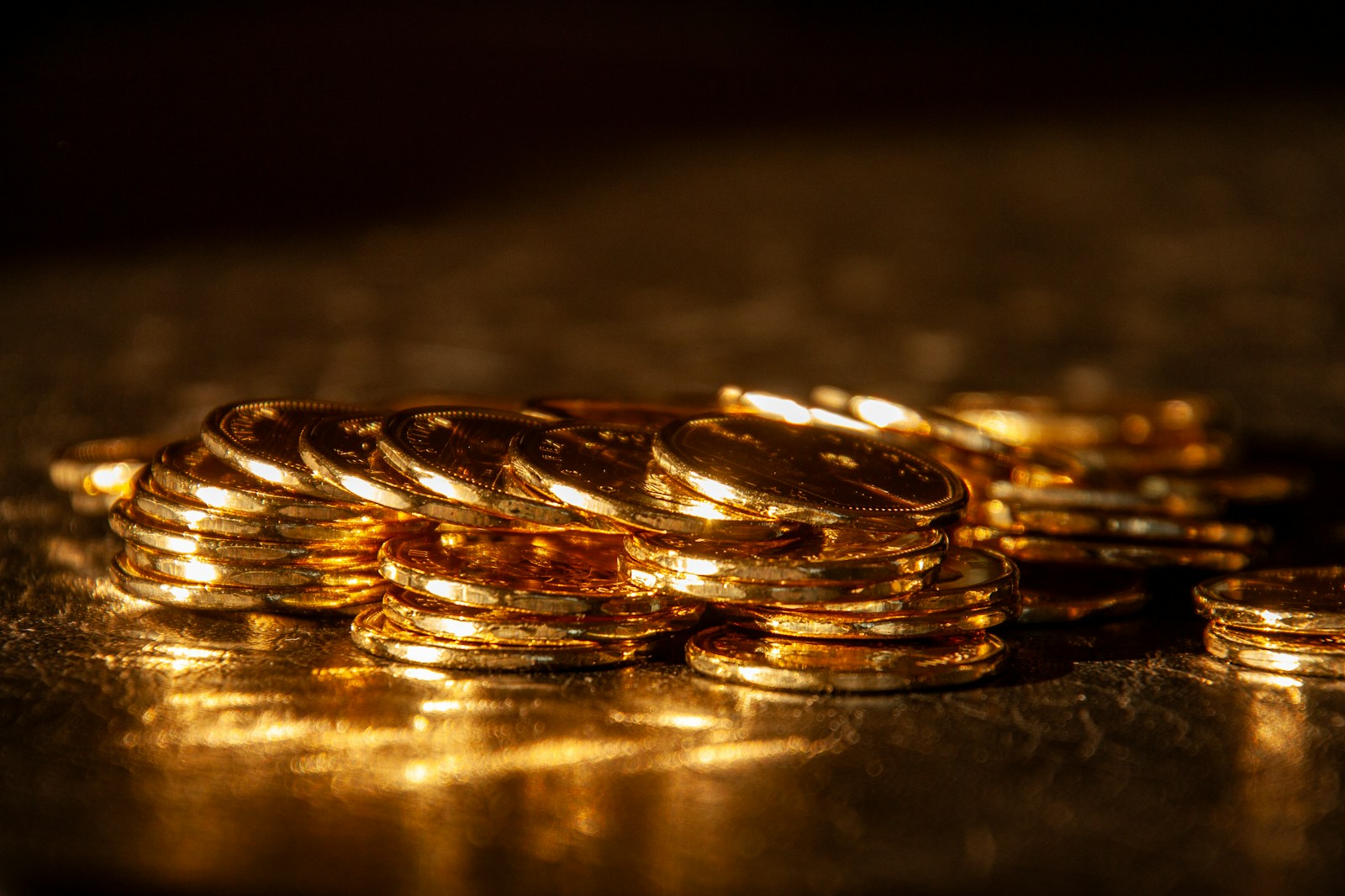 A pile of shiny gold coins