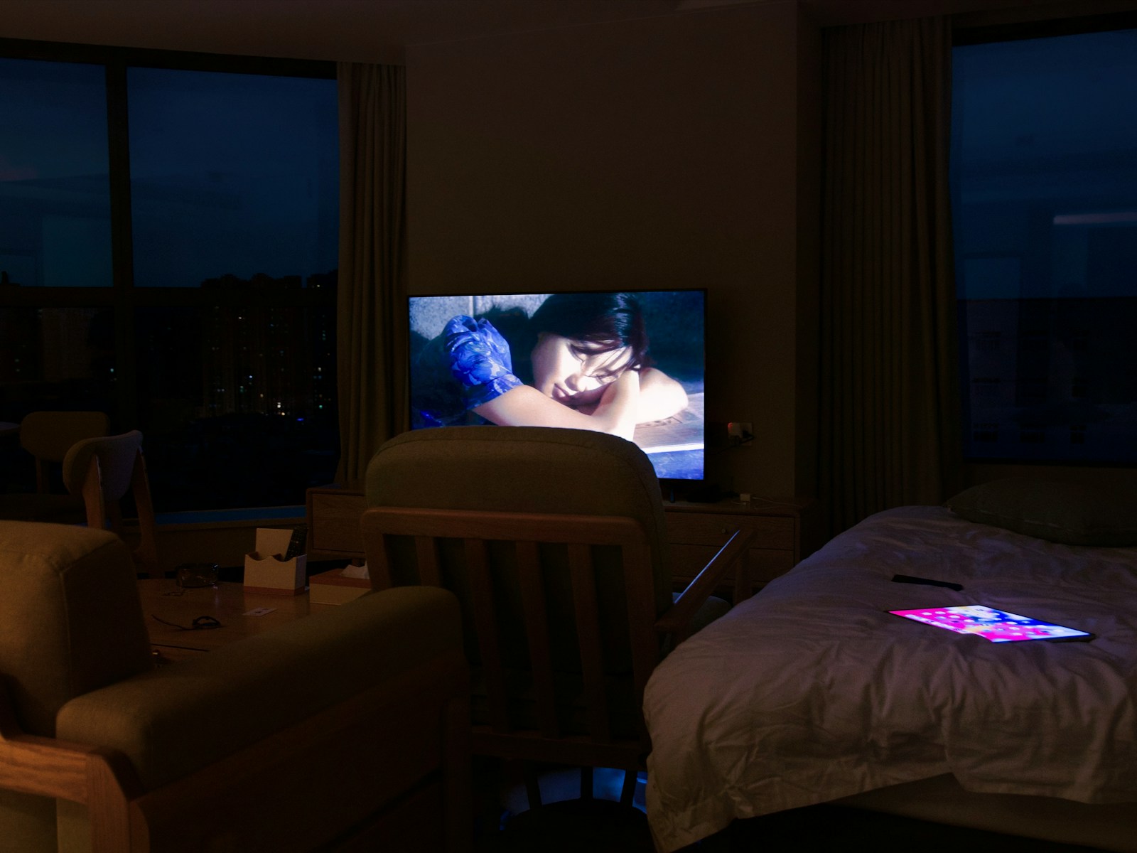 Television screen showing a close-up of a person.