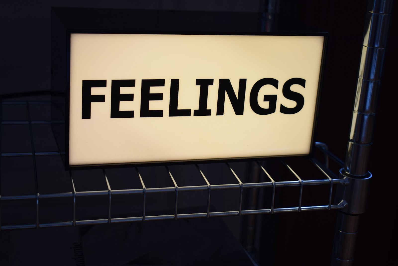 a sign that says feelings on it