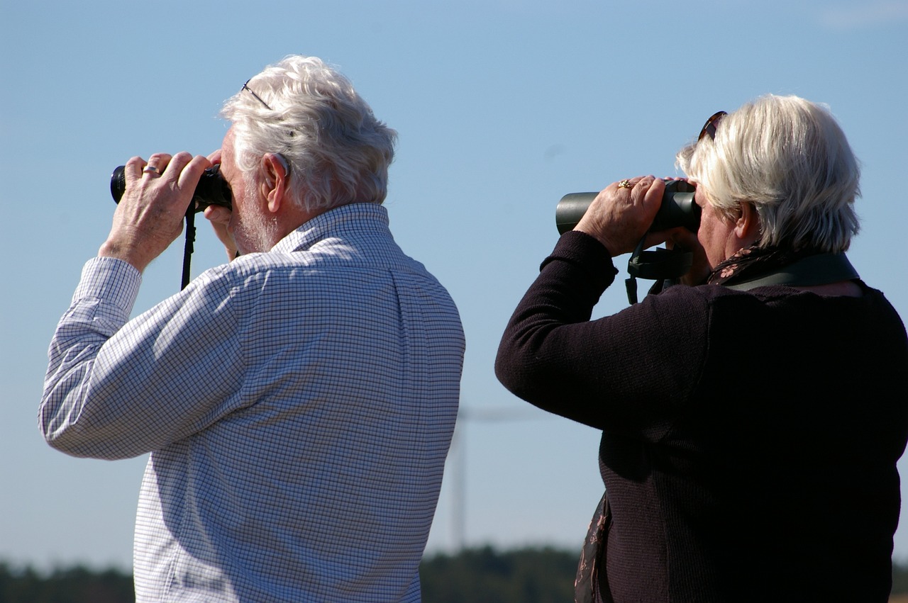 binoculars, curious, couple, older, hobby, focus, binoculars, binoculars, binoculars, binoculars, binoculars, older