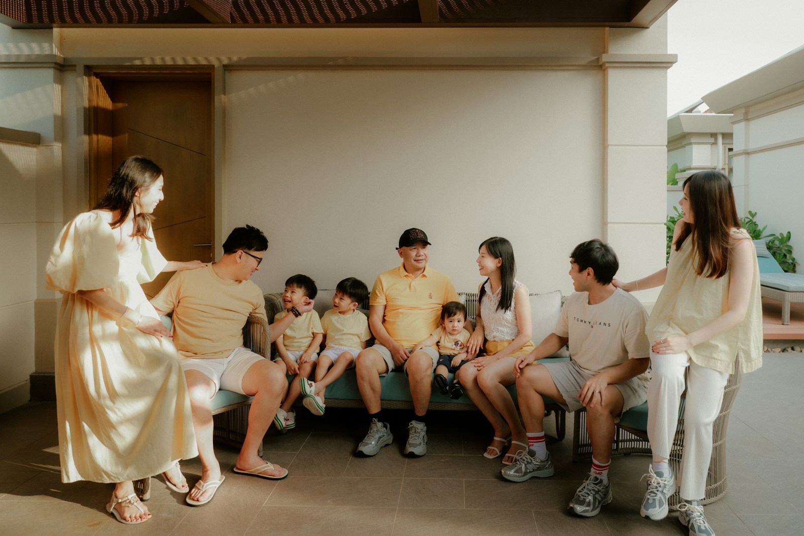 A multi-generational family posing for a photo