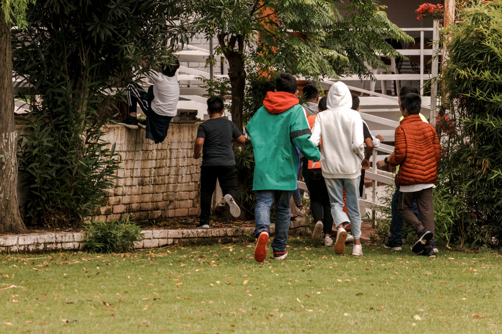 a group of people outside