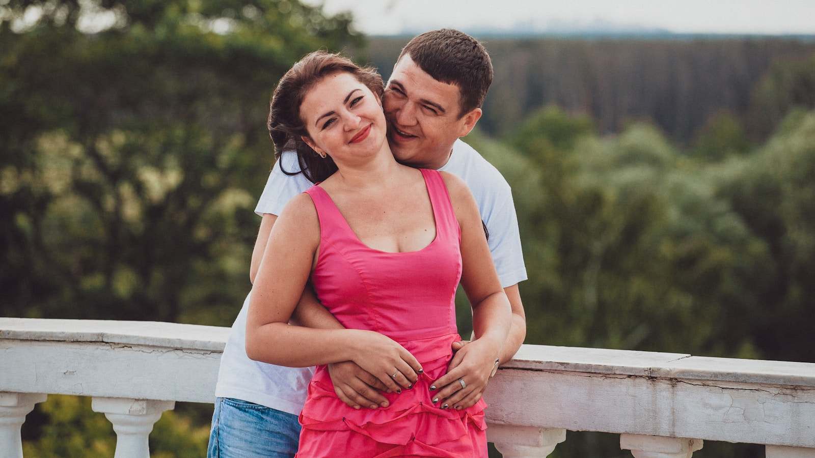 a man and woman hugging