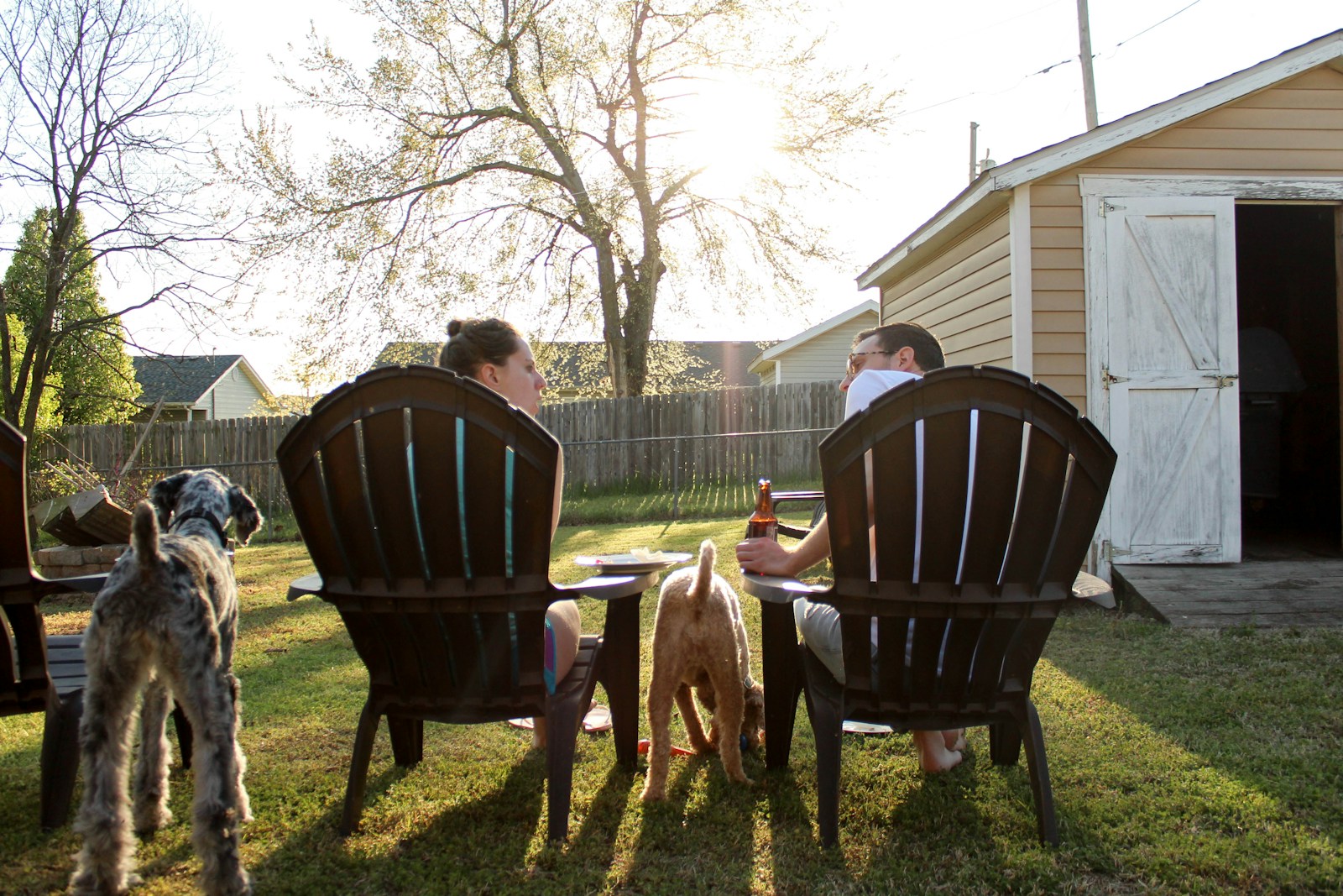 man and woman sitting on chairs