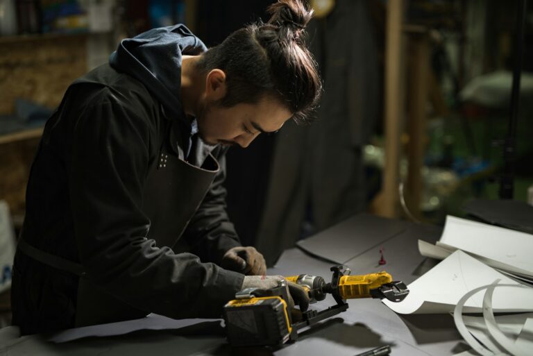 man holding power tool