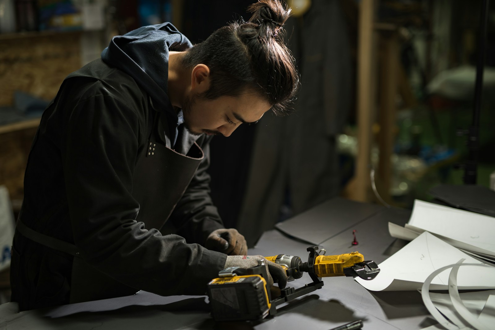 man holding power tool