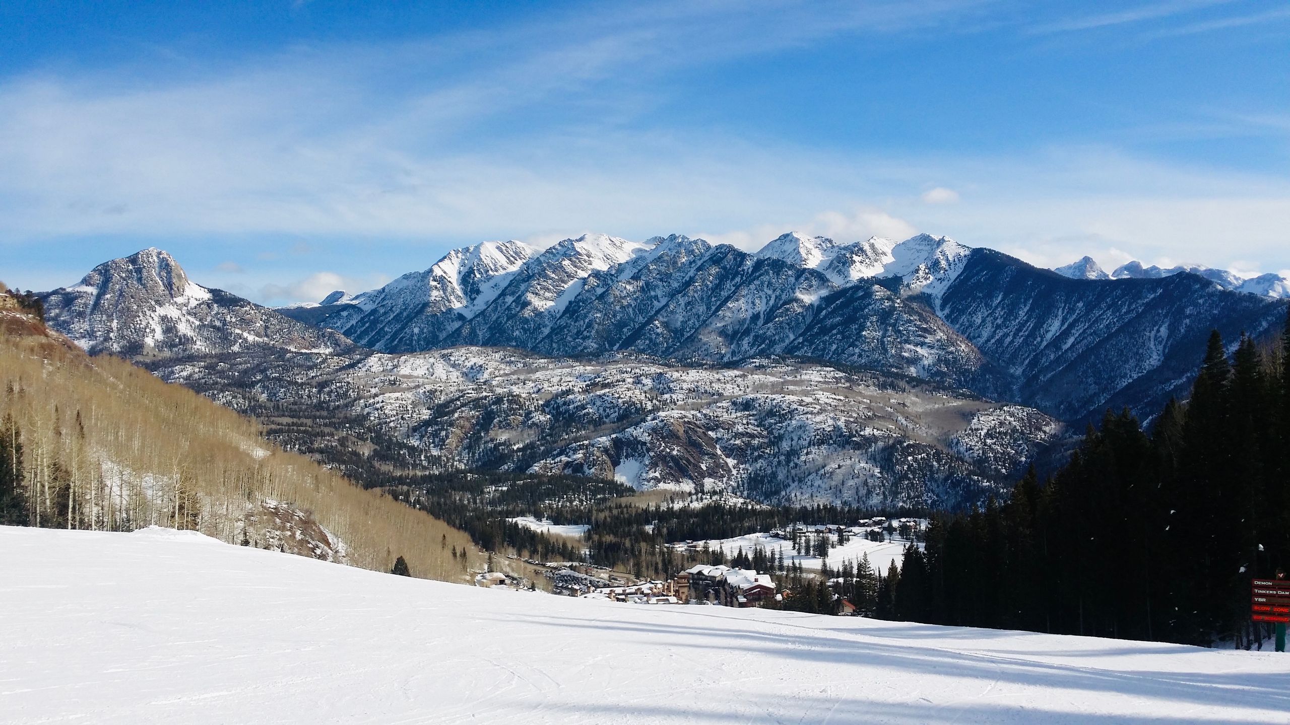 Breathtaking view of a snow-covered mountain range in winter.