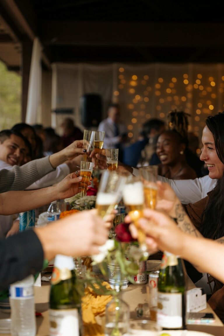 Friends toasting with champagne at a celebration