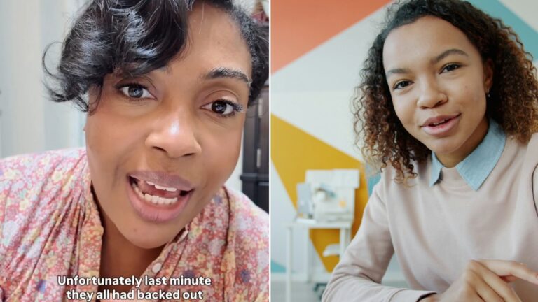 Left: Instagram reel still of a woman talking to camera in a home video. Right: a woman talking to camera in a colorful room (Unsplash photo by Vitaly Gariev).