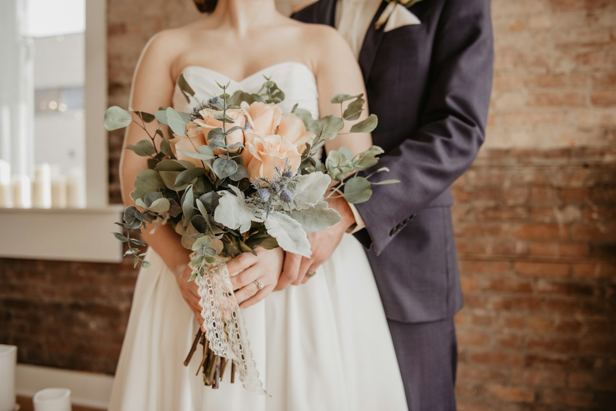 Bride holding a wedding bouquet