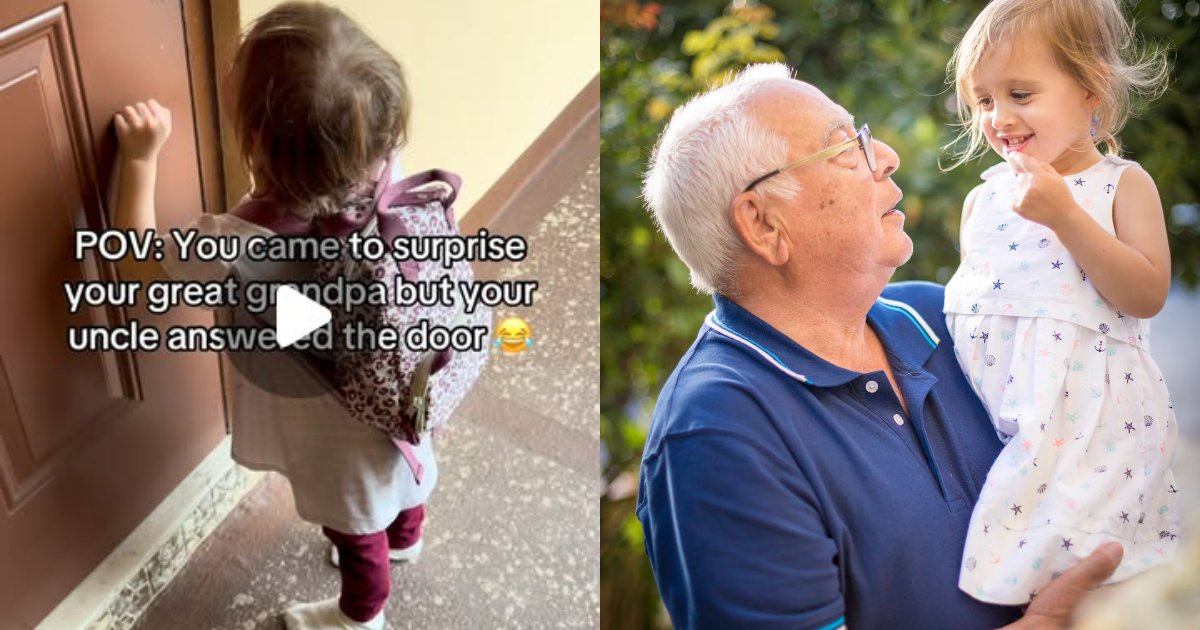 Toddler hugging grandfather