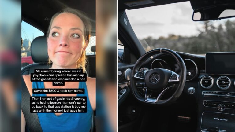 Left: still from an Instagram reel by @abbyseuntjens. Right: a car interior (Unsplash photo by Benjamin Zhao).
