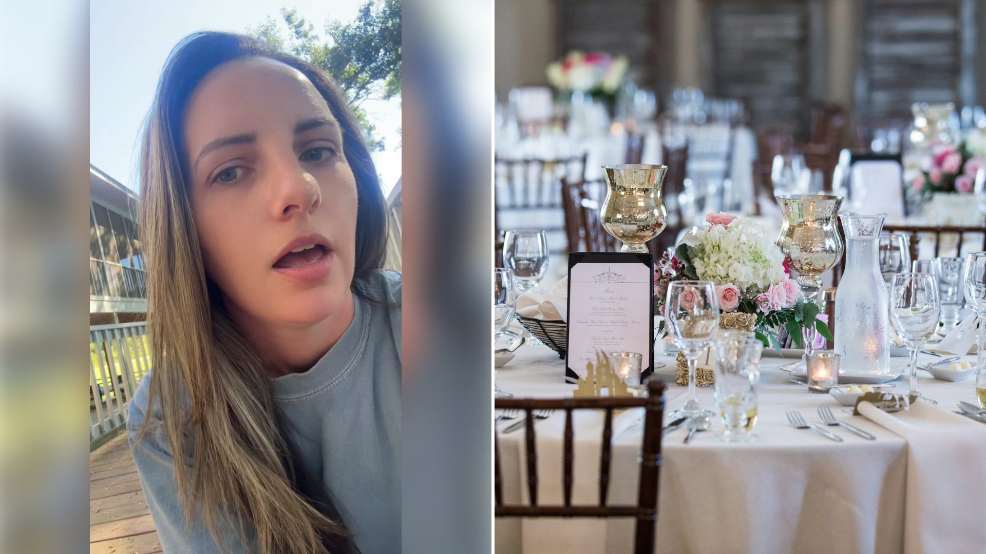 Left: cover still from a TikTok video by @.hunter0327. Right: a table set for a formal dinner (Unsplash photo by Thomas Beaman).