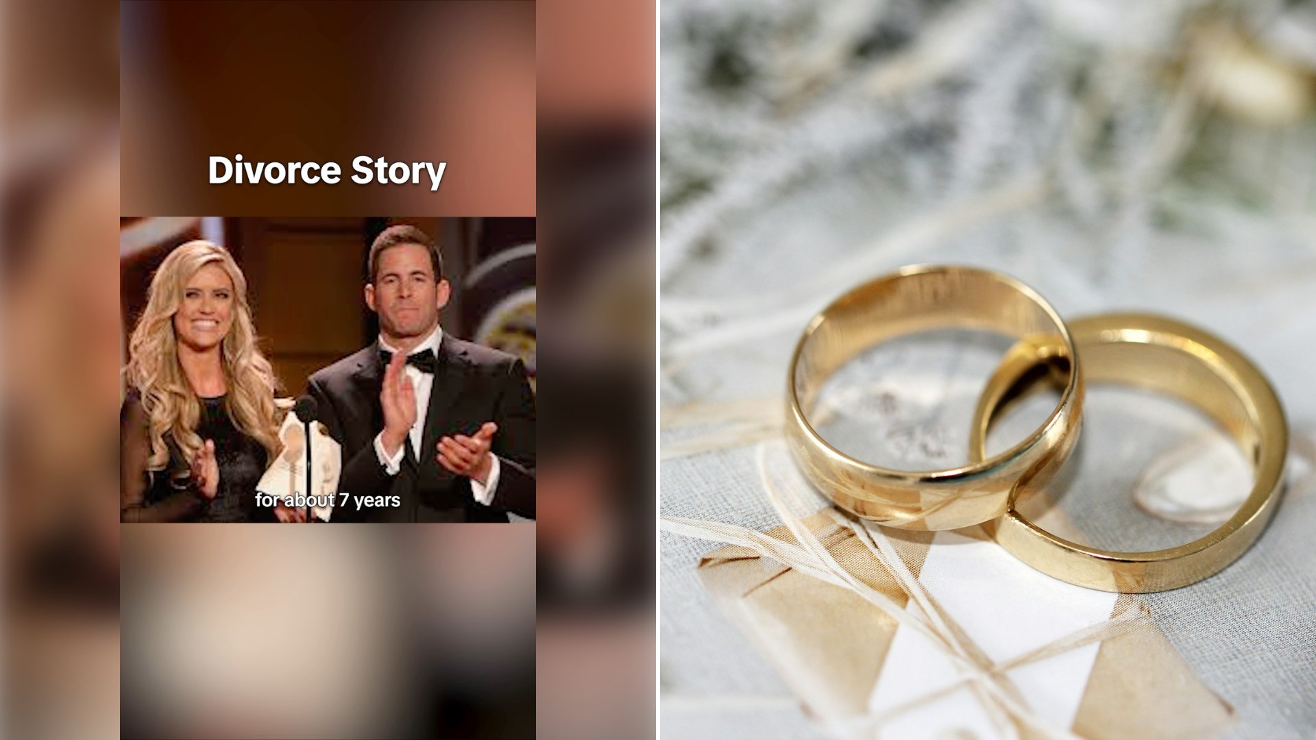 Left: cover still from an Instagram reel by @therealtarekelmoussa. Right: gold wedding bands on white fabric (Unsplash photo by Sandy Millar).