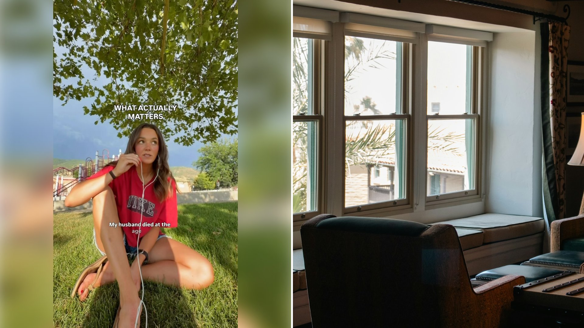 Left: cover still from an Instagram reel by @annieafter_. Right: a window seat in a sunlit room (Unsplash photo by Zoshua Colah).
