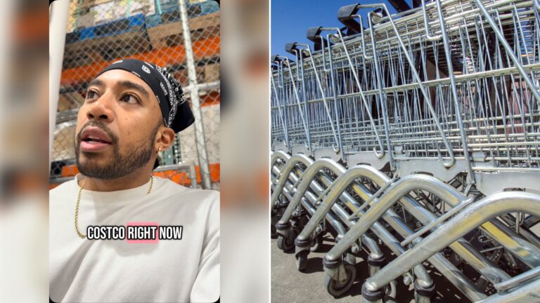 Left: cover still from an Instagram reel by @_cinque_. Right: a row of metal carts (Unsplash photo by Pix Tresa).