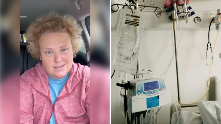 Left: cover still from an Instagram reel by @fortunefeimster. Right: a hospital room with an IV stand and medical equipment (Unsplash photo by Annie Spratt).