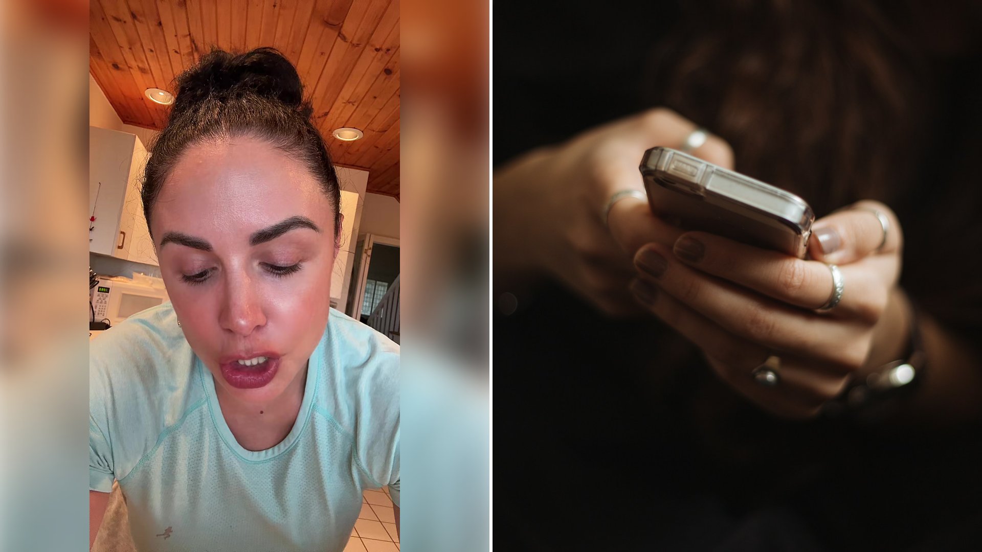 Left: cover still from a TikTok video by @radiokilledtheradiostar. Right: a person using a smartphone (Unsplash photo by Priscilla Du Preez).