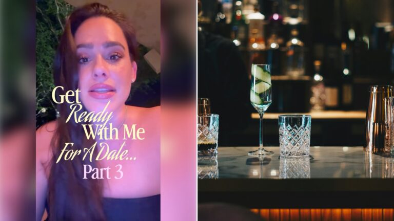 Left: cover still from an Instagram reel by @. Right: Three cocktail glasses on a bar with a city view behind (Unsplash photo by Ambitious Studio* | Rick Barrett).