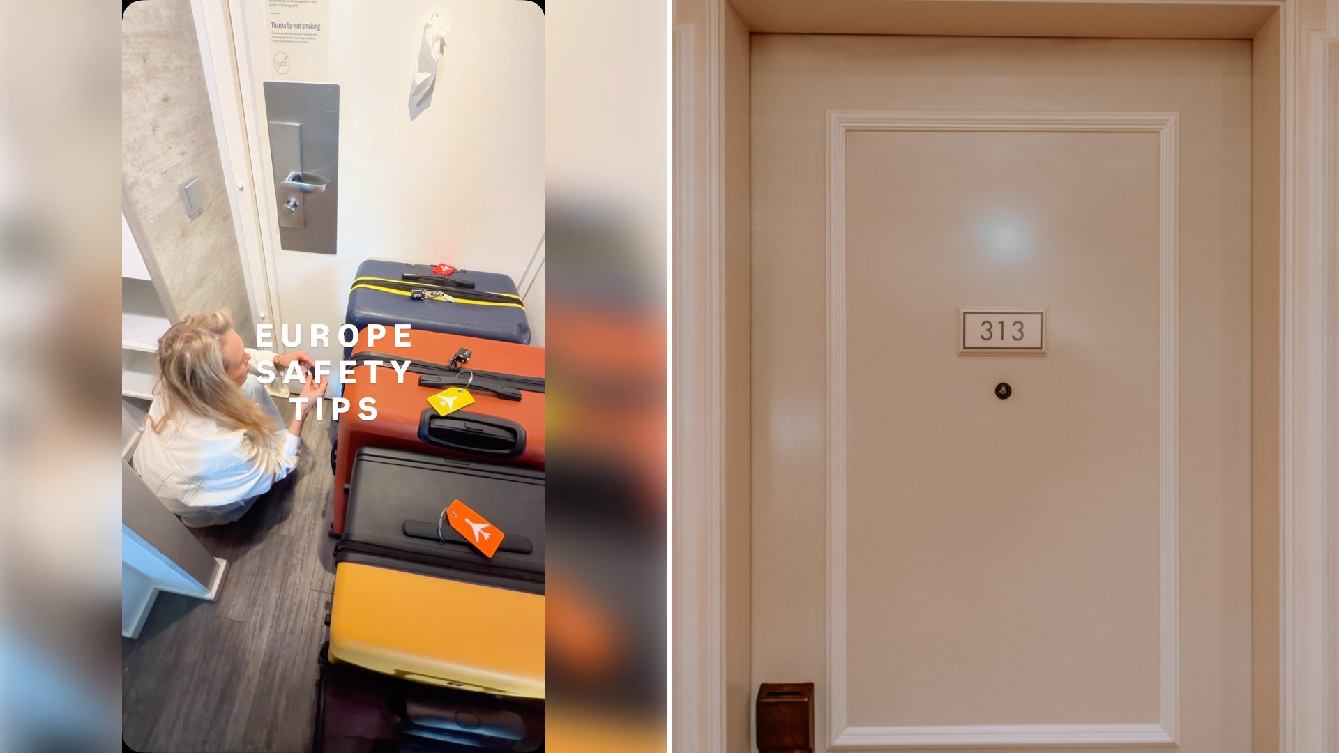 Left: cover still from an Instagram reel by @. Right: A white door with a number on it (Unsplash photo by Mohamed Jamil Latrach).