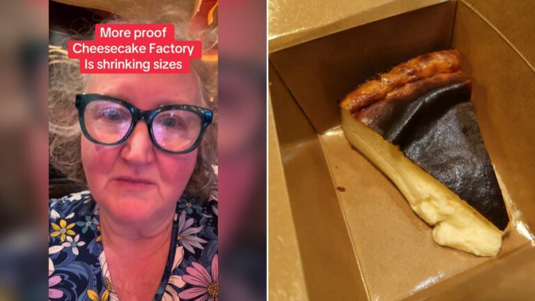 Cover of @the.boob.coach.po's TikTok video beside an Unsplash photo by Aurora Song of a slice of cheesecake in a brown takeout box