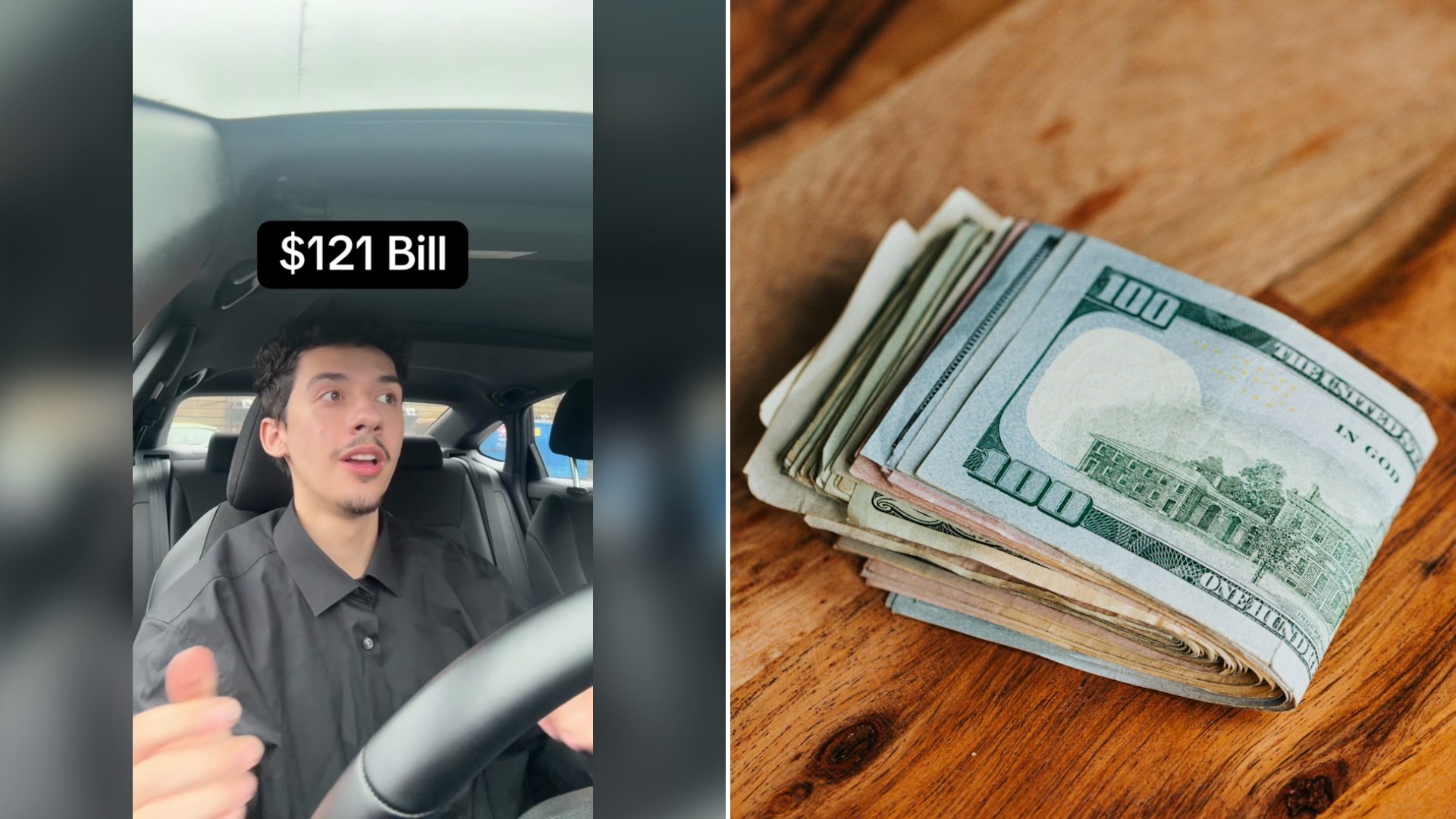 Cover of @thisisoni's TikTok video beside an Unsplash photo by Nathan Dumlao of a 100 US dollar bill