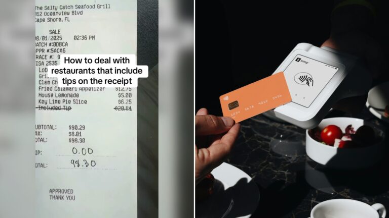 Cover of @captain.t.roll's TikTok video beside an Unsplash photo by SumUp of a hand holding a credit card over a plate of food