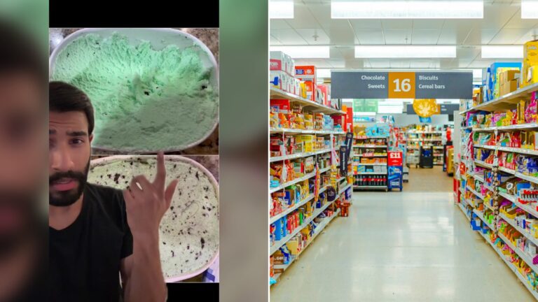 Cover of @toysoldiermarketing's TikTok video beside an Unsplash photo by Jack Lee of a grocery store aisle filled with packaged food