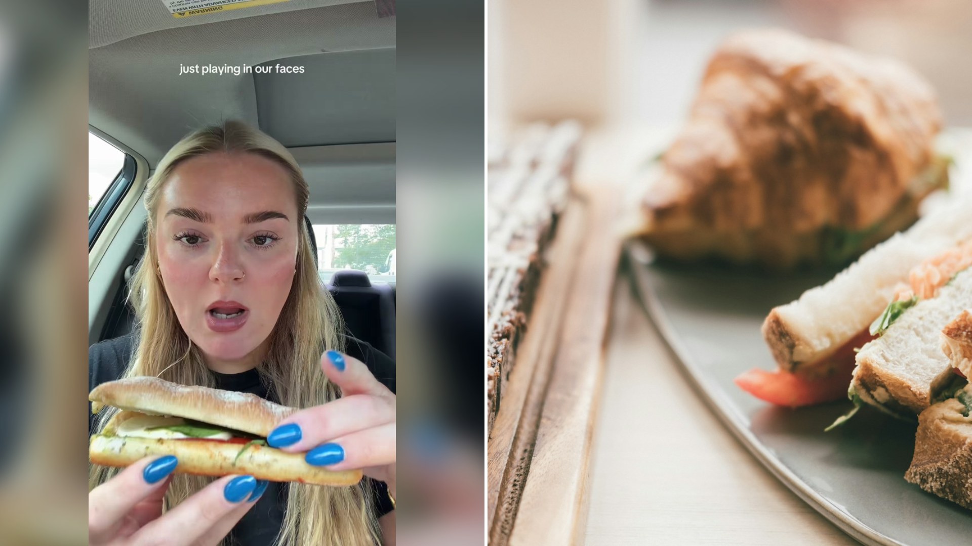 Cover of @justru444's TikTok video beside an Unsplash photo by Dan Burton of toasted bread on a white ceramic plate