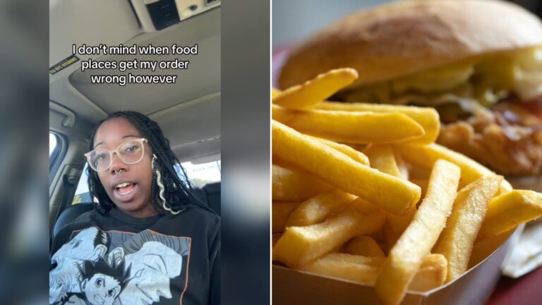 Cover of @rckst.r's TikTok video beside an Unsplash photo by Manuel Pappacena of a plate of french fries and a chicken sandwich