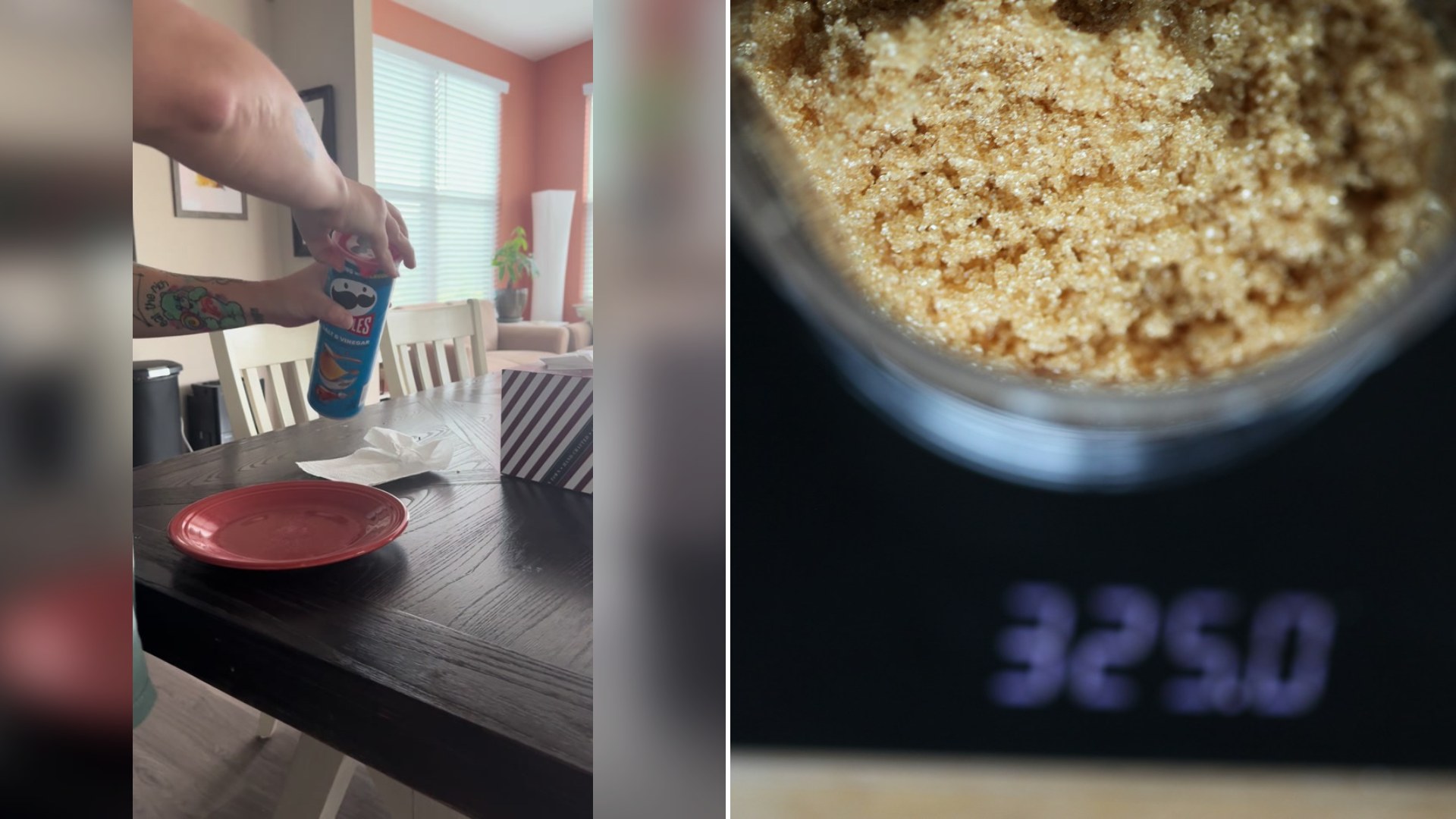 Cover of @bettyspaghetti55's TikTok video beside an Unsplash photo by Arwen of food measured on a digital kitchen scale