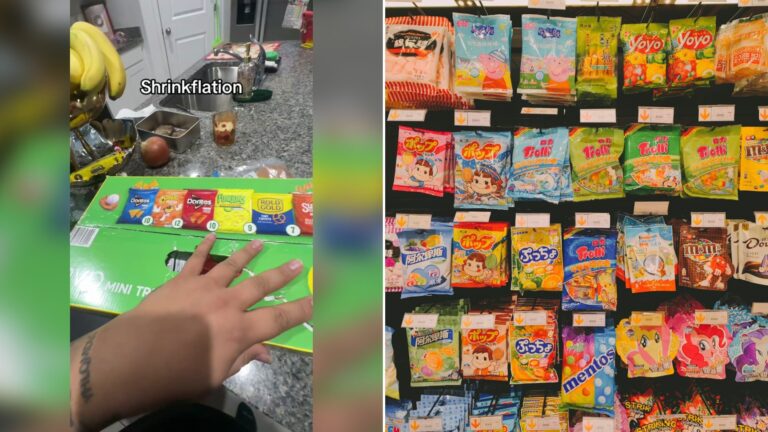 Cover of @breee_geeee's TikTok video beside an Unsplash photo by Stephen Kong of a variety of snacks on display in a store