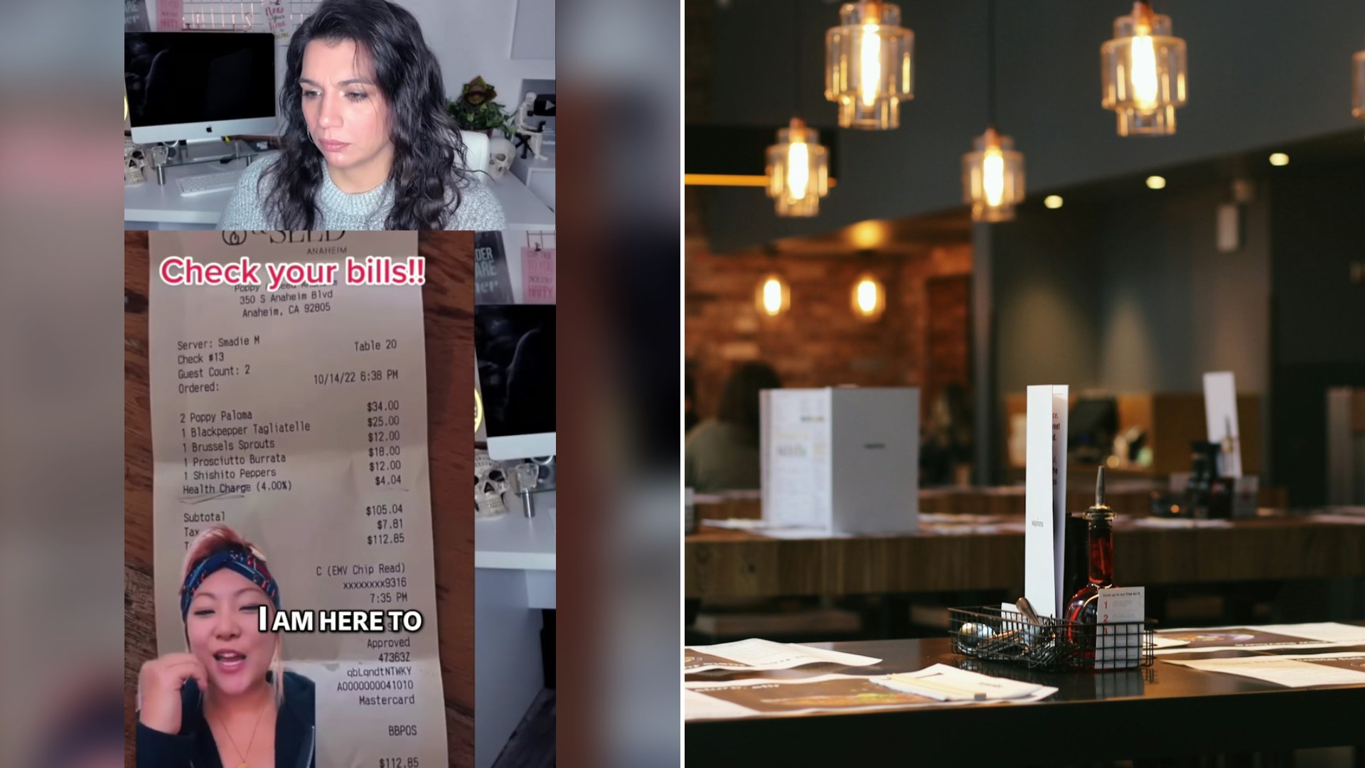 Cover of @lindeyuncensored's TikTok video beside an Unsplash photo by Samuel Foster of a menu lying on a brown restaurant table.