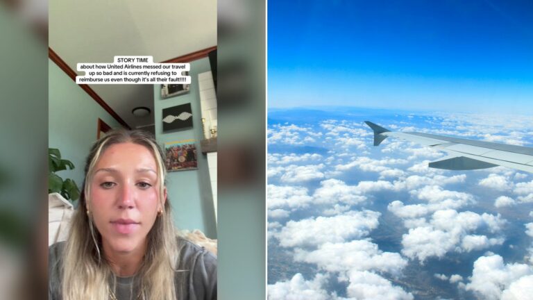 Cover of @mackgarasic's TikTok video beside an Unsplash photo by Jun Ren of an airplane wing flying over fluffy white clouds.