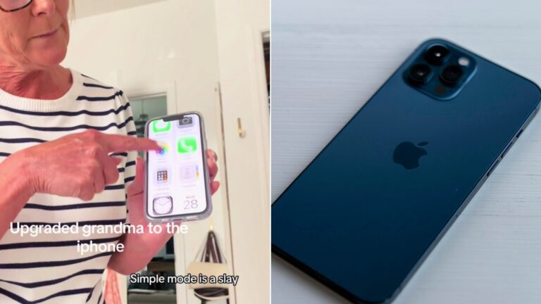 Cover of @savannapaigee's TikTok video beside an Unsplash photo by Hendrik Morkel of the back of a blue iPhone with a case on a white table.