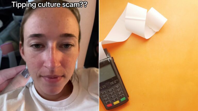 Cover of @jjsimp_'s TikTok video beside an Unsplash photo by Towfiqu barbhuiya of a black payment terminal with a long white paper receipt.