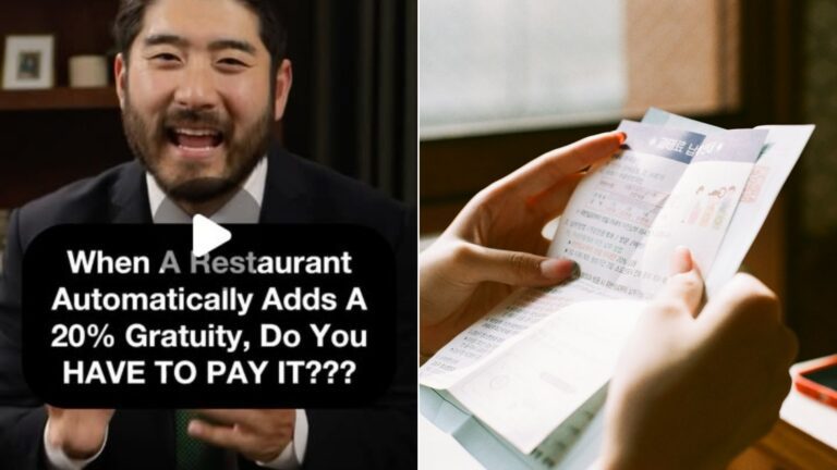 Person holding a restaurant bill